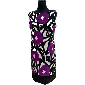 AB Studio Woman's Black and Purple Sheath Dress Size 8 Sleeveless Career Casual